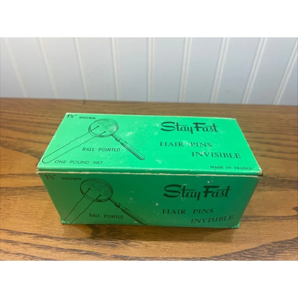 VTG Lot 1950's Stay Fast Hair Pins In Original Box Bobby Pins Ball Pointed